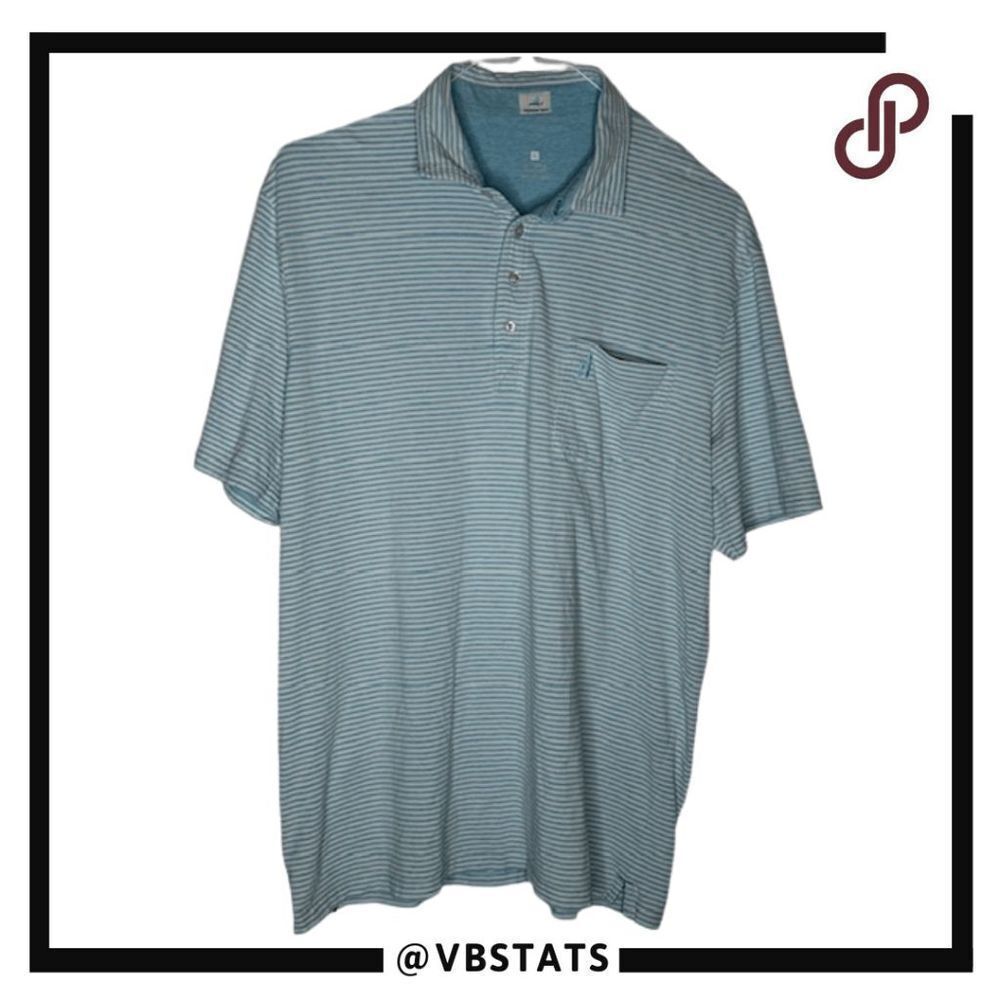 Johnnie O Men's Hangin' Out‎ Striped Short Sleeve Polo Shirt Blue Size XL